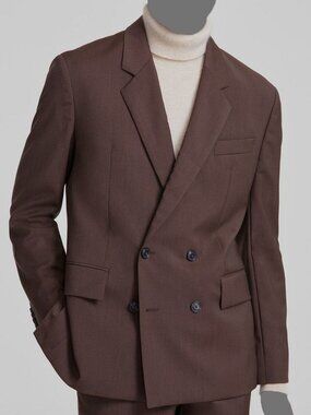 Hugo Boss Men's Brown Modern-Fit Double-Breasted Suit Separate Jacket Size 38R